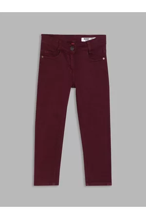 Blue Giraffe Girls Maroon Skinny Fit Stretchable Jeans