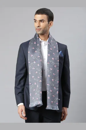 Tossido Men Blue & White Paisley Printed Stole with Pocket Square