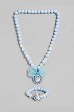 EL REGALO Girls Blue Beaded Necklace Bracelet Jewellery Set