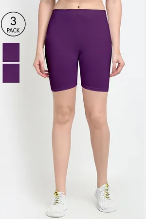 GRACIT Pack Of 3 Women Purple Cycling Sports Shorts