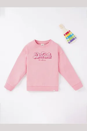 Ed-a-Mamma Girls Pink Printed Cotton Sweatshirt