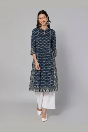 CANTABIL Women Blue Floral Printed Kurta