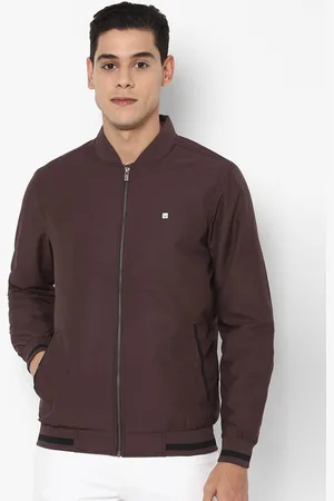 Buy Allen Solly Men Red Solid Bomber jacket Online at Low Prices