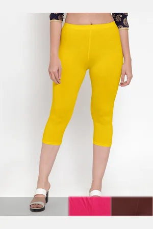 Jinfo Women Yellow & Pink Pack of 3 Cotton Capris
