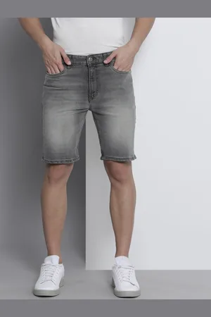The Indian Garage Co Men Grey Slim Fit Denim Shorts