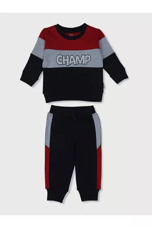 Gini and Jony Girls Navy Blue & Grey Colourblocked Top with Pyjamas