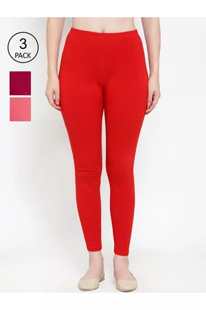 GRACIT Women Pack Of 3 Cotton Lycra Solid Ankle-Length Leggings