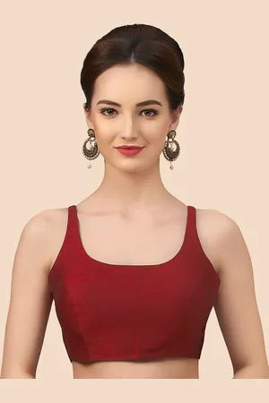 neckbook Women Maroon Solid Saree Blouse