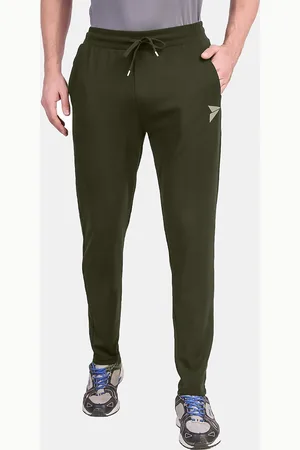 FITINC Men Olive Green Solid Slim-Fit Antimicrobial Track Pants