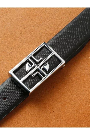 LOUIS STITCH Men Black Leather Formal Belt