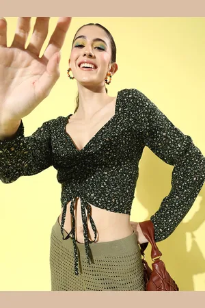 Sera Women Stylish Black Ethnic Motifs Top