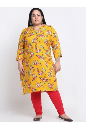 Pluss Floral Printed Mandarin Collar A-Line Straight Regular Kurta