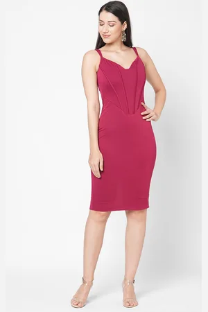 MISH Women Maroon Solid Sheath Dress