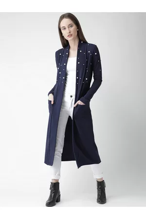 KASSUALLY Women Blue Embellished Open Front Shrug
