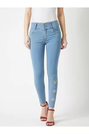 Miss Chase Women Blue Skinny Fit High-Rise Clean Look Stretchable Jeans