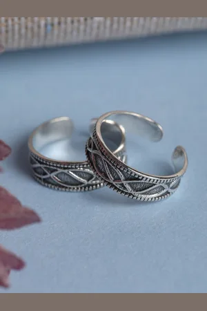 CLARA Silver-Toned Oxidized Sterling Silver Irka Toe Rings