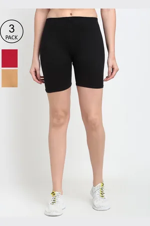 Jinfo Women Pack of 3 Solid Cycling Shorts