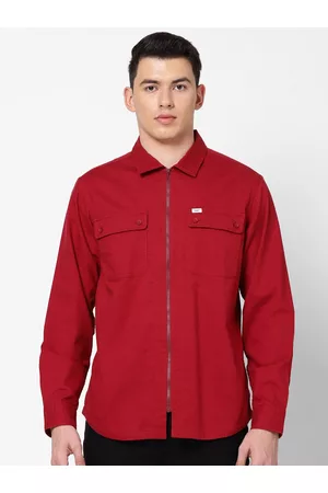 Lee Men Red Cotton Casual Shirt