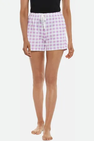 Pantaloons Women Pink & White Checked Lounge Shorts