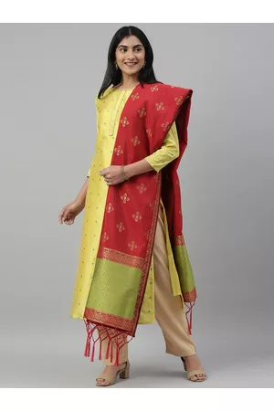 Mimosa Maroon & Gold-Toned Woven Design Dupatta