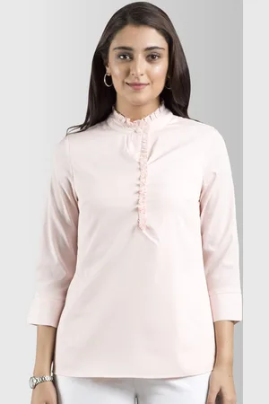 FableStreet Women Pink Solid Shirt Style Top
