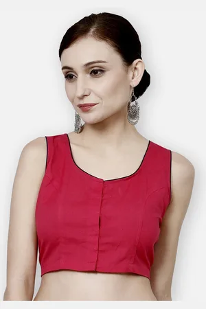 Molcha Women Red Solid Non-Padded Readymade Saree Blouse