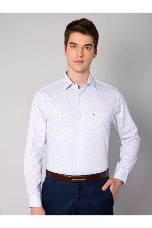 CANTABIL Men Blue Printed Formal Cotton Shirt