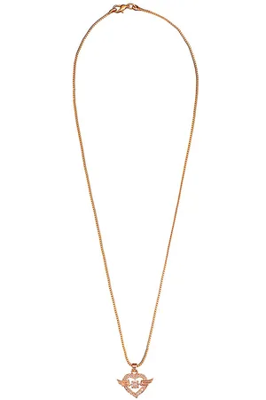 Shivansh Women Rose Gold Plated & White Crystals Heart Wings Necklace