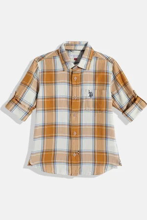 Ralph Lauren Boys Brown & White Checked Pure Cotton Casual Shirt