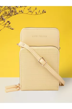 Lino Perros Women Yellow Animal Printed PU Structured Sling Bag