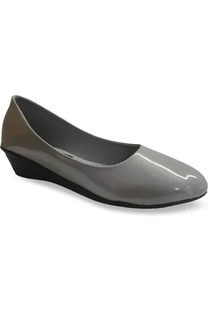 WOMENS BERRY Grey Colourblocked Wedge Pumps