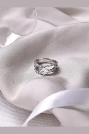 Joker & Witch Silver-Toned & White Stone-Studded Finger Ring