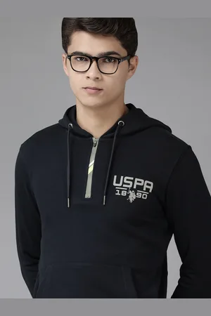 Ralph Lauren Men Navy Blue Brand Logo Placement Print Hooded Sweatshirt
