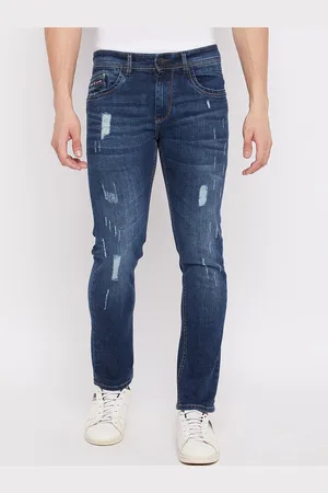 Duke Men Blue Slim Fit Mildly Distressed Light Fade Stretchable Jeans