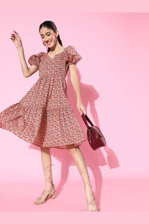 Sera Women Classic White Floral A-Line Dress