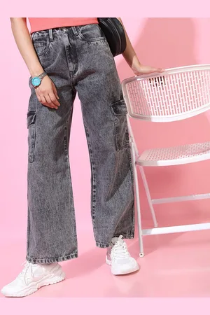 Tokyo Talkies Women Women Grey Wide Leg Clean Look Light Fade Jeans
