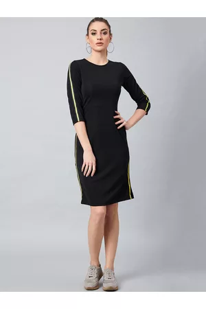 ATHENA Women Black Solid T-shirt Dress