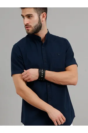HERE&NOW Men Navy Blue Slim Fit Casual Shirt