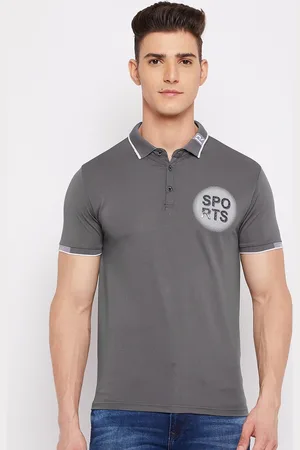 Duke Men Grey Polo Collar Slim Fit T-shirt