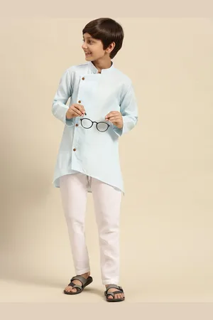 Sanwara Boys Blue Thread Work Pastels Kurta