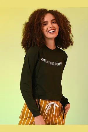 Campus Women Green & White Printed Pure Cotton Regular Top