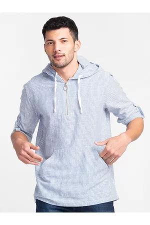 Globus Striped Pure Cotton Half Zipper Hoodie