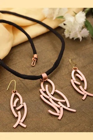 Priyaasi Rose Gold-Toned Copper-Plated Handcrafted Pendant with Chain