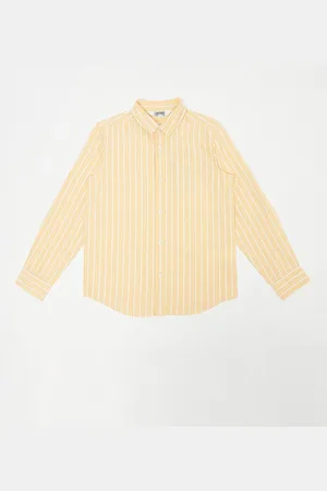 CANTABIL Boys Yellow Standard Striped Cotton Casual Shirt