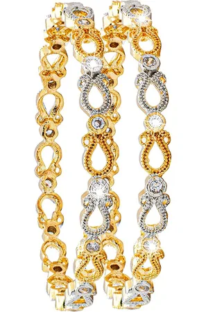Shivansh Set Of 2 Gold-Plated & AD-Studded Bangles