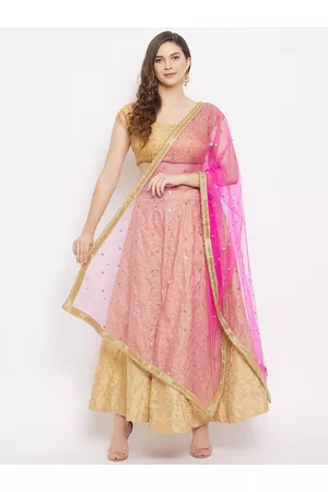 Clora Creation Magenta & Gold-Toned Embroidered Dupatta with Sequinned