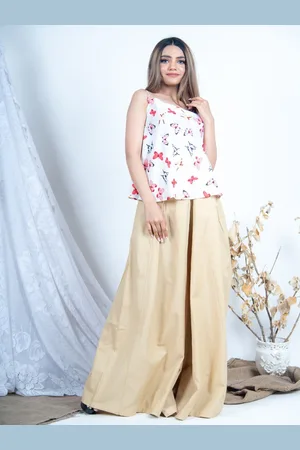 Tistabene Women White & Beige Top with Skirt