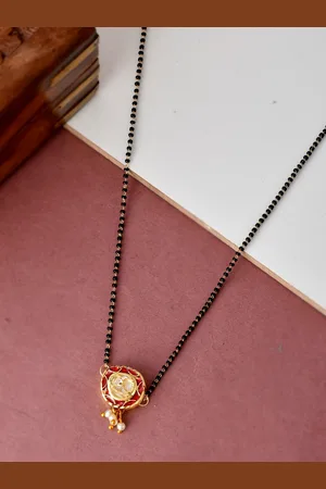 Silvermerc Designs Gold-Plated Black & Red Kundan Mangalsutra