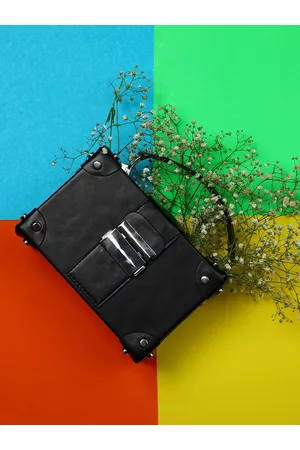 Campus Sutra Women Black PU Structured Handbag
