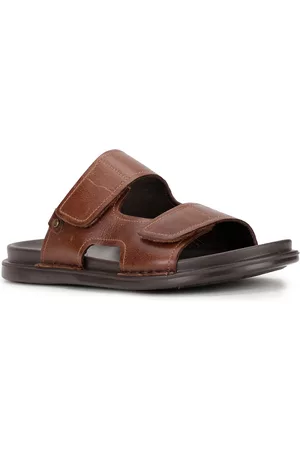 Bata Men Brown Leather Comfort Sandals